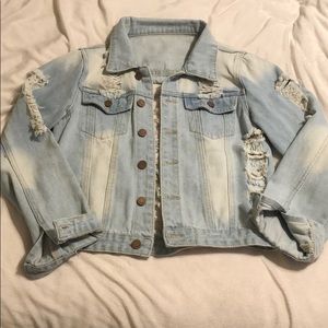 Distressed jean jacket